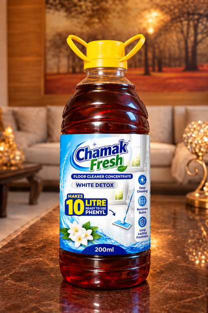 Chamak Fresh White Floor Cleaner Concentrate | 200ml | Makes 10 Litre Ready to Use Phenyl